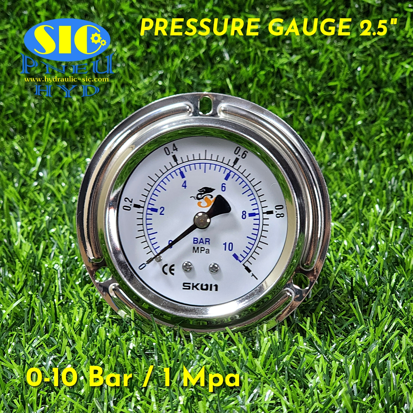 Pressure Gauge Range Bar/Mpa เกจวัดแรงดัน (326-22-*** : หน้าปัด 2-1/2" เกลียวออกหลังกลาง) (SKON)