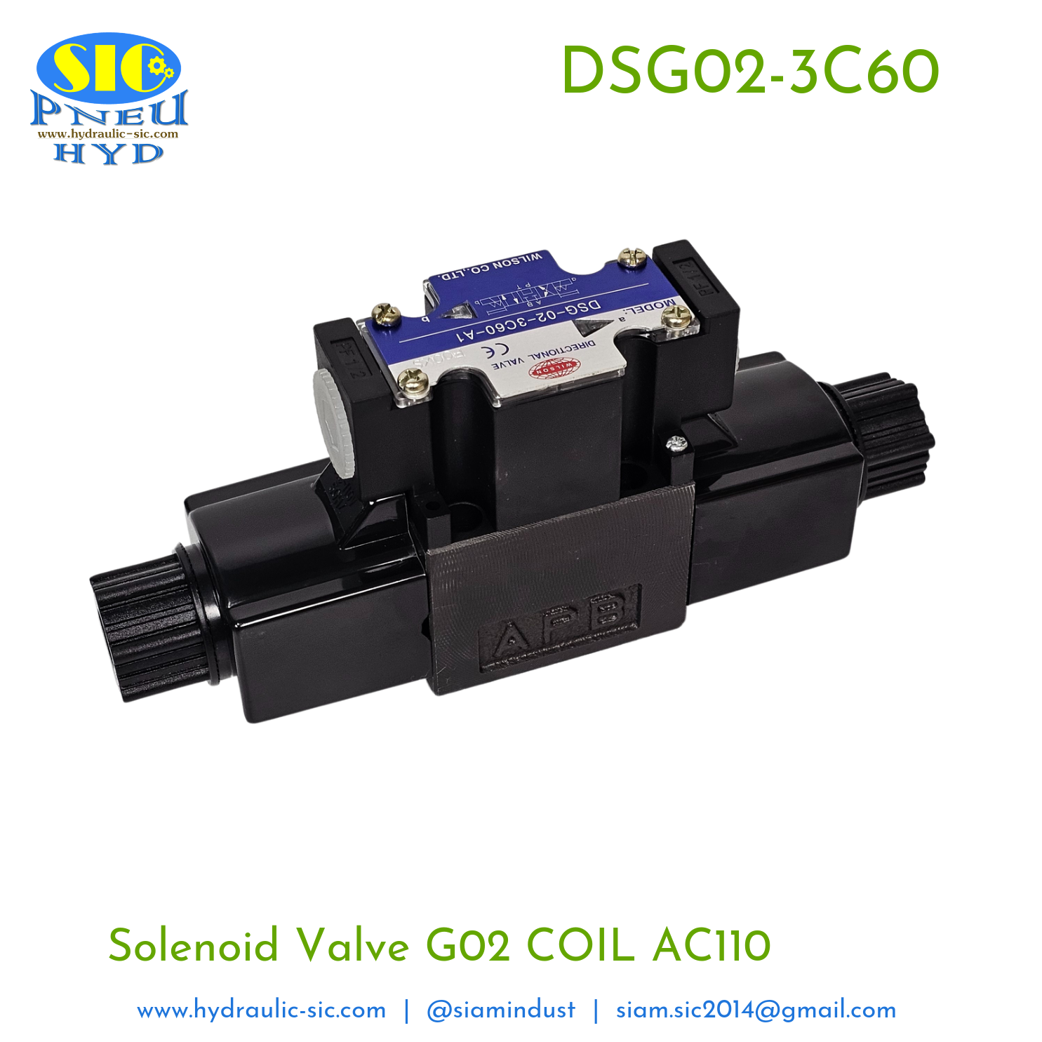 DSG-02-3C60-AC** / DC** Solenoid Valve Hydraulic G01/G02 ตำแหน่ง A B บล๊อก / P ถึง T (WILSON)