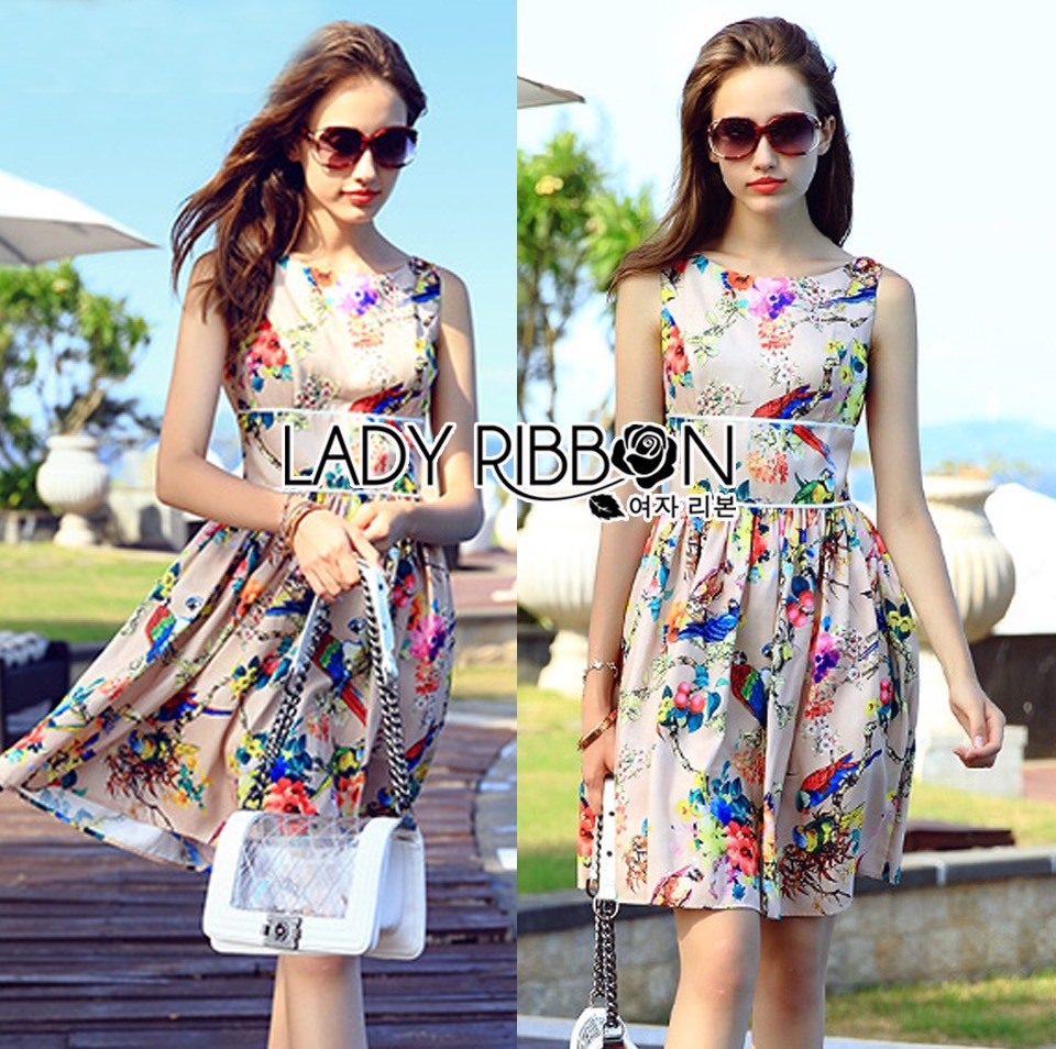 Lady Ribbon's Made Lady Serena Colourful Floral Printed Cocktail Dress ค็อกเทลเดรสพิมพฺลายดอกไม้สีสันสดใส ตัวนี้ใส่แล้วเป็นลุคคุณหนูผู้ดีเลยค่ะ