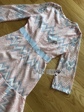 Lady Hanna Graphic Pastel Lace Ruffle Dress