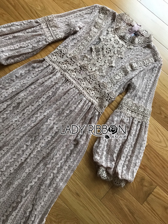 Dress เดรสผ้าลูกไม้สีเบจสไตล์วินเทจ