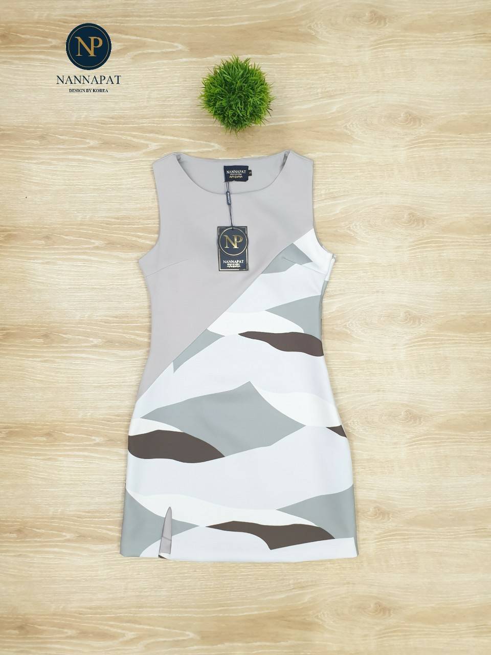 Dress แขนกุด ลายทหาร