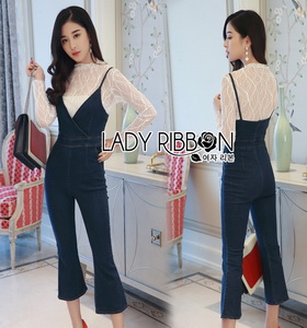 Lady Ribbon Miranda Lace and Denim Jumpsuit