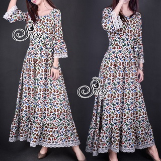 Sevy Bohemian Gifts Cowboy Long Sleeve Maxi Dress (Belt)
