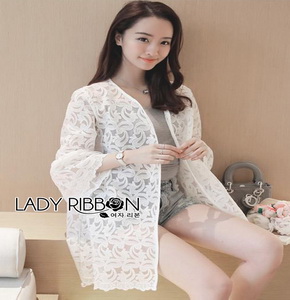 Lady Ribbon Sabrina White Lace Outerwear ขายเสื้อคลุม