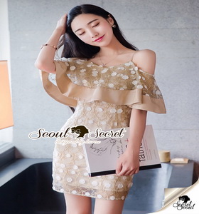 เสื้อผ้างานเดรสเกาหลีหวานหรูด้วยแฟชั่นเนื้อผ้าลูกไม้