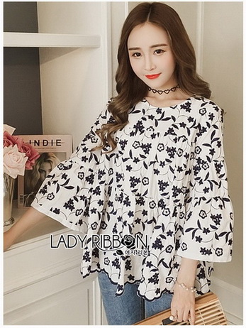 เสื้อผ้าคอตตอนปักลายดอกไม้