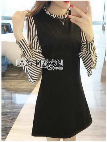 Plain Lady Ribbon Black Dress