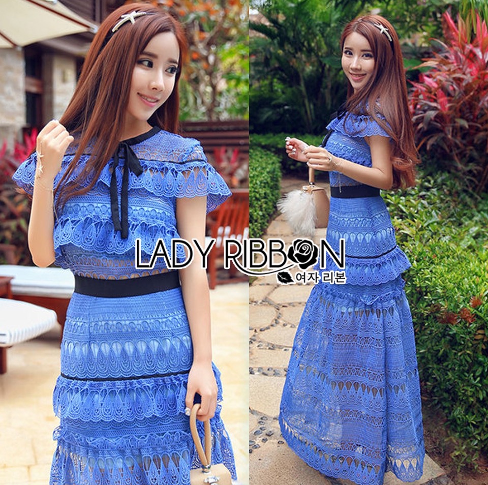 Lady Ribbon เสื้อผ้า 🎀 Lady Ribbon's Made 🎀 Self-Portrait Daphne Teardrop Guipure Midi Dress
