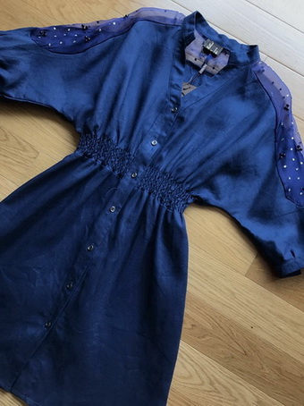 Lady Natalie Minimal Organza and Denim Cotton Shirt Dress