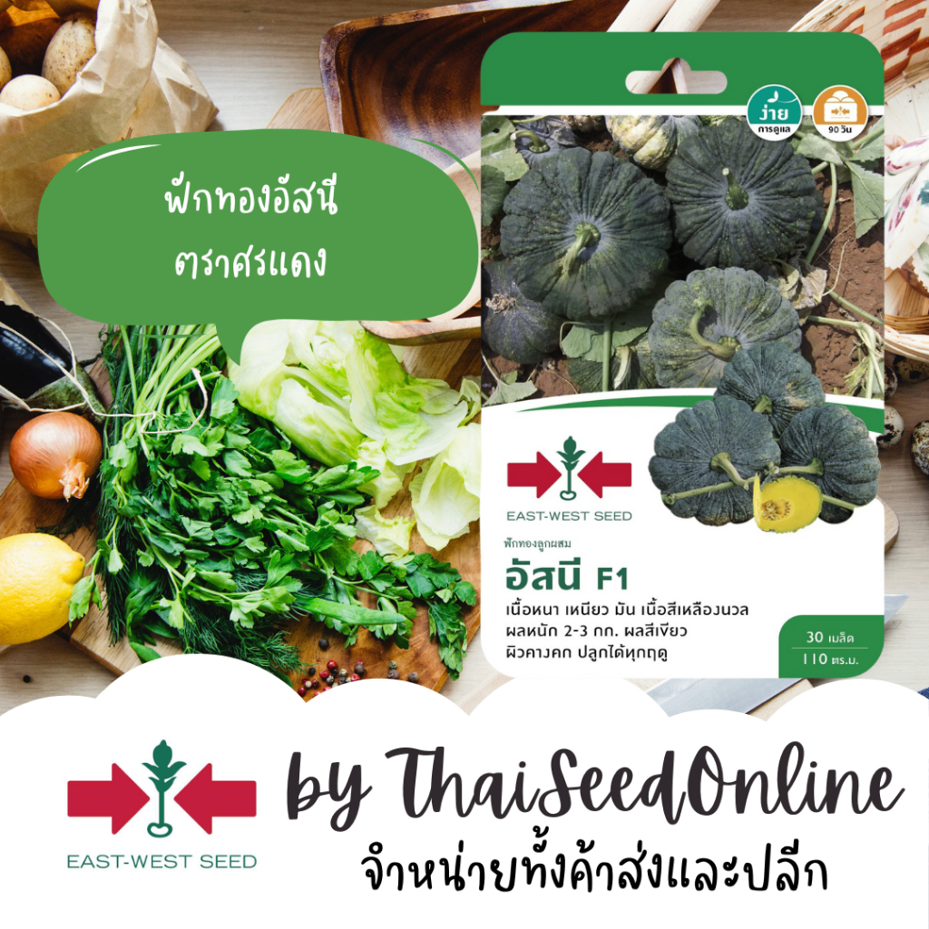 Sorndang(ศรแดง) GGEW เมล็ดพันธุ์ซฟ เมล็ดพันธุ์ ฟักทองอัสนี 30เมล็ด ตราศรแดง Pumpkin