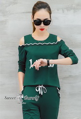 ชุดวอร์มผ้ายืดเสื้อกางเกง