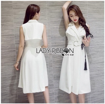 Lady Nelly Neutral Coat Dress with Belt