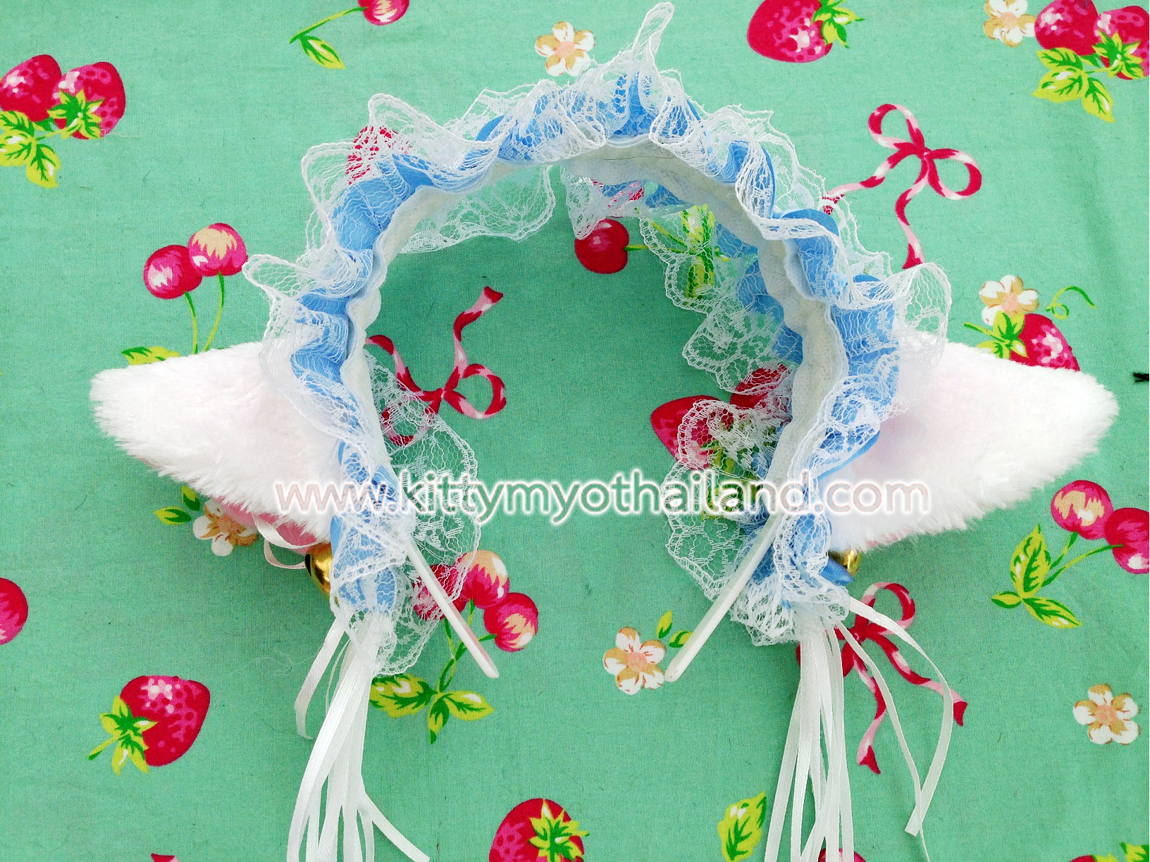 ที่คาดผมหูแมวโลลิต้า (สีขาว-ฟ้า)