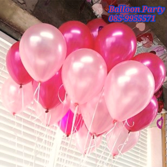 ลูกโป่งสวรรค์ทรงกลมสีมุก ชมพูเข้ม พาสเทล Latex Metalic Color Balloon แพคละ 20 ใบ