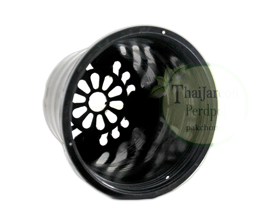 กระถางพลาสติกกลมสีดำ