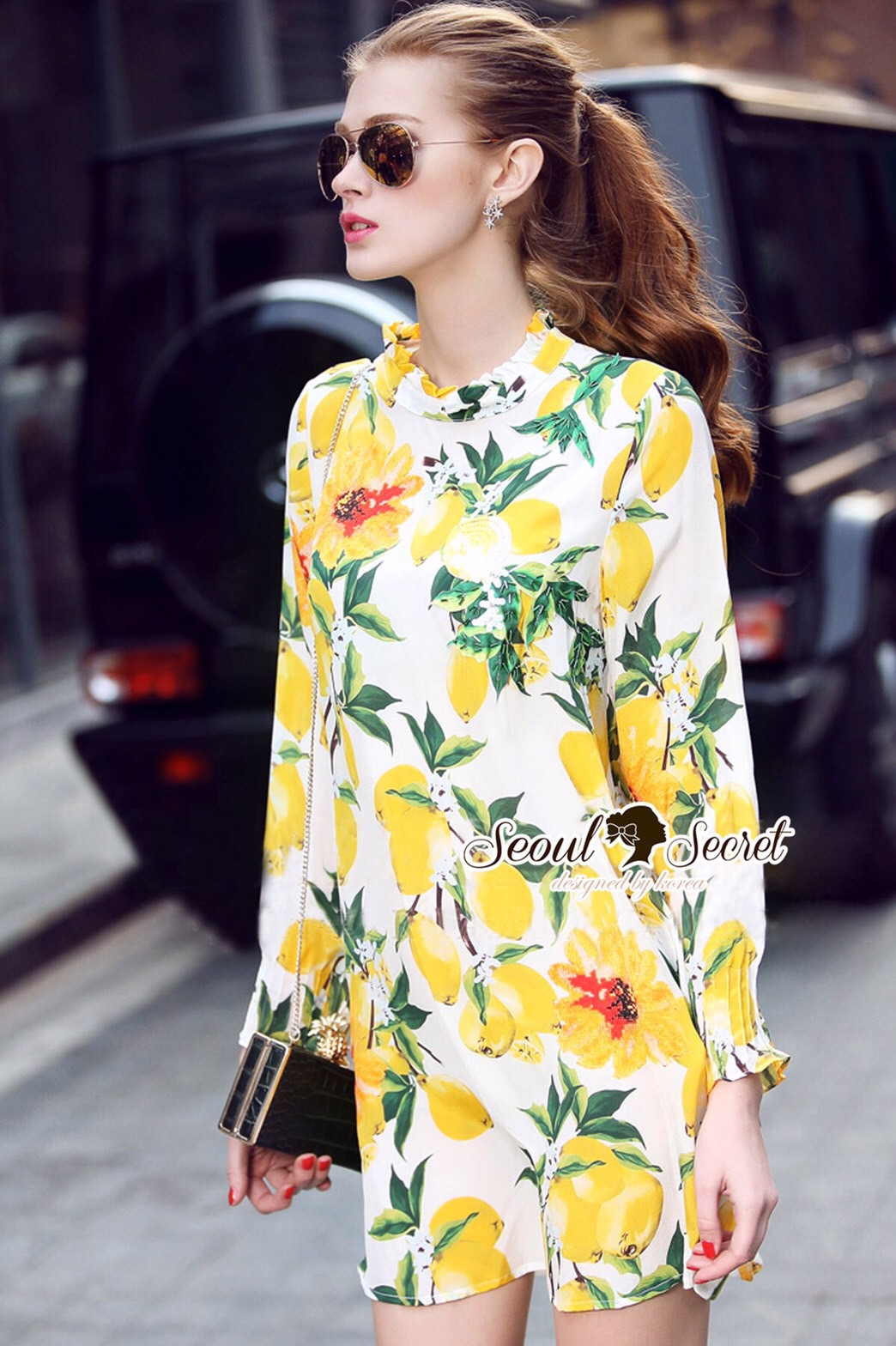 Lady Ribbon Online เสื้อผ้าออนไลน์ ขายส่ง SS05200616 Seoul Secret Say's... Lemonnade Handmake Sequin Dress