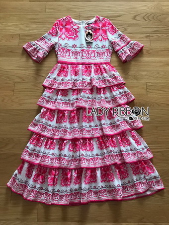 Lady Rita Italian Printed Ruffle Maxi Dress