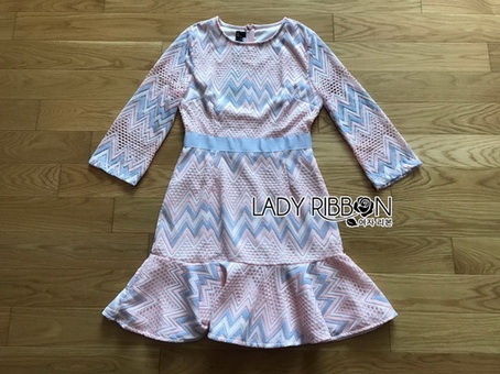 Lady Hanna Graphic Pastel Lace Ruffle Dress