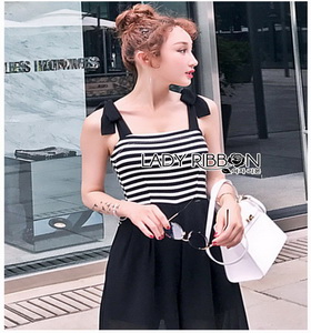 Lady Ribbon Striped Jumpsuit จัมป์สูท