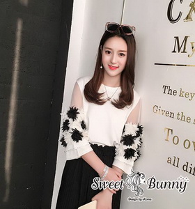 เสื้อลูกไม้ผ้าคอตตอนแฟชั่นนุ่ม