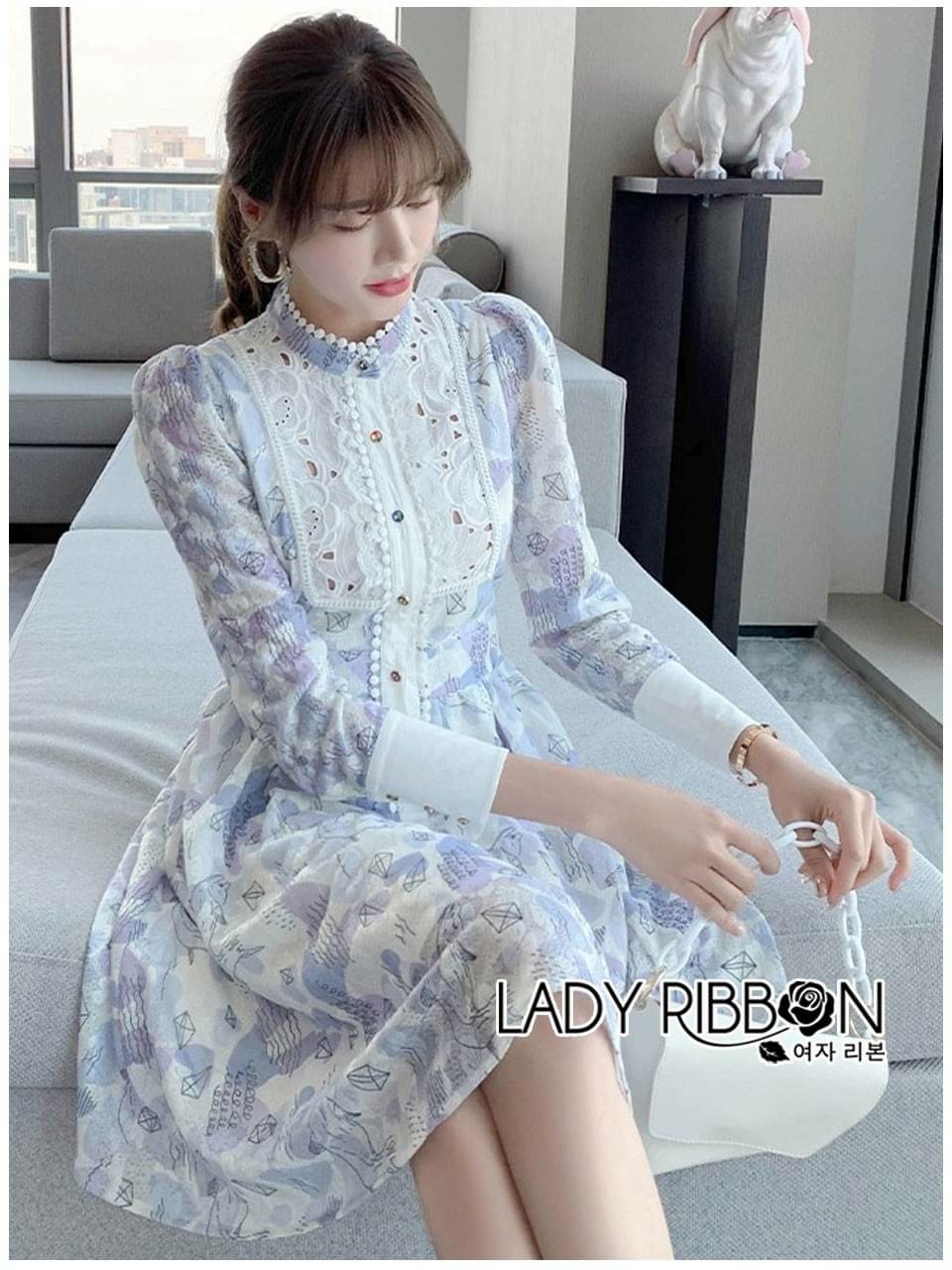 เดรสแขนยาว ผ้าคอตตอนผสมโพลี่