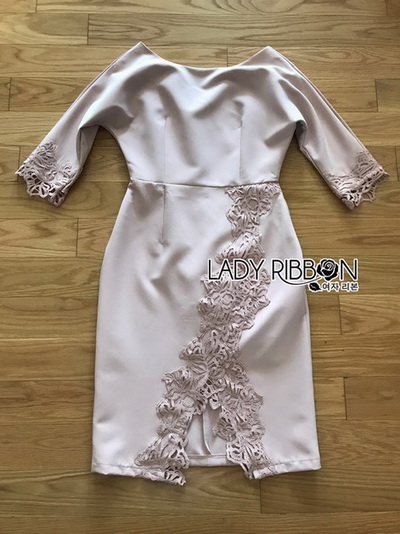 Crepe & Lace Dress เดรสผ้าเครปสีนู้ด