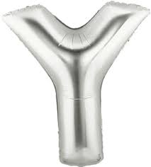 ลูกโป่งตัวอักษร Y ขนาด 40 นิ้ว สีเงิน Alphabet Letter Foil Balloon Silver Color