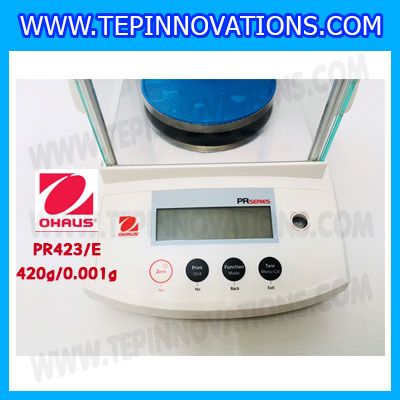 เครื่องชั่งดิจิตอล ทศนิยม3ตำแหน่ง รุ่น PR423/E เครื่องชั่ง420gx0.001g เครื่องชั่งดิจิตอล420g เครื่องชั่งละเอียดสูง420กรัม พิกัดน้ำหนัก 420g ความละเอียด 0.001g ยี่ห้อ OHAUS รุ่น PR423/E