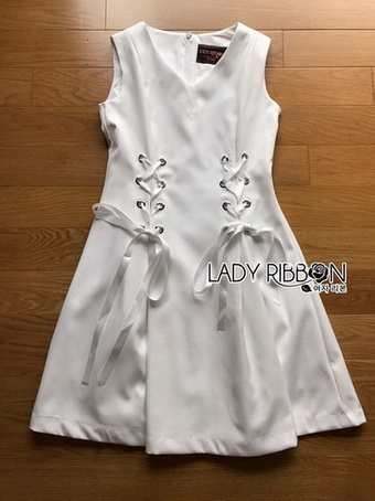 Lady Felix Double Lace-Down White Mini Dress