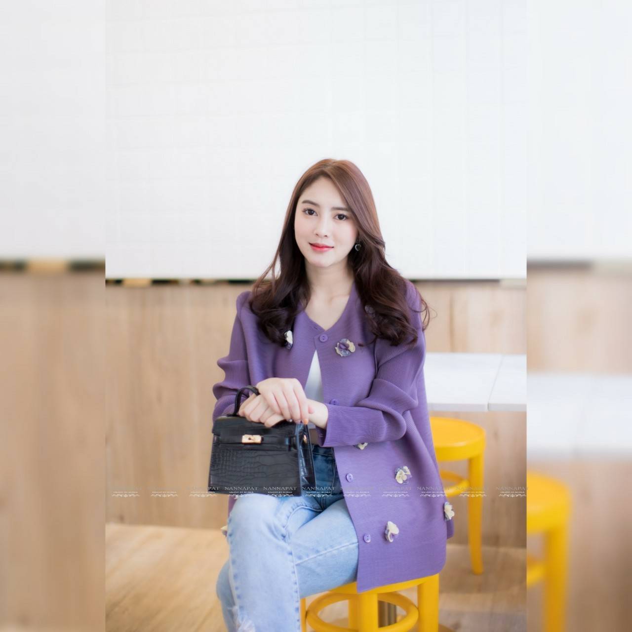 เสื้อคลุมพรีททรงใหญ่Purple (ม่วง)