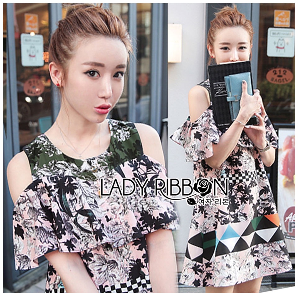 Lady Rachel Print on Print Cut-Out Dress เดรสคัทเอาท์