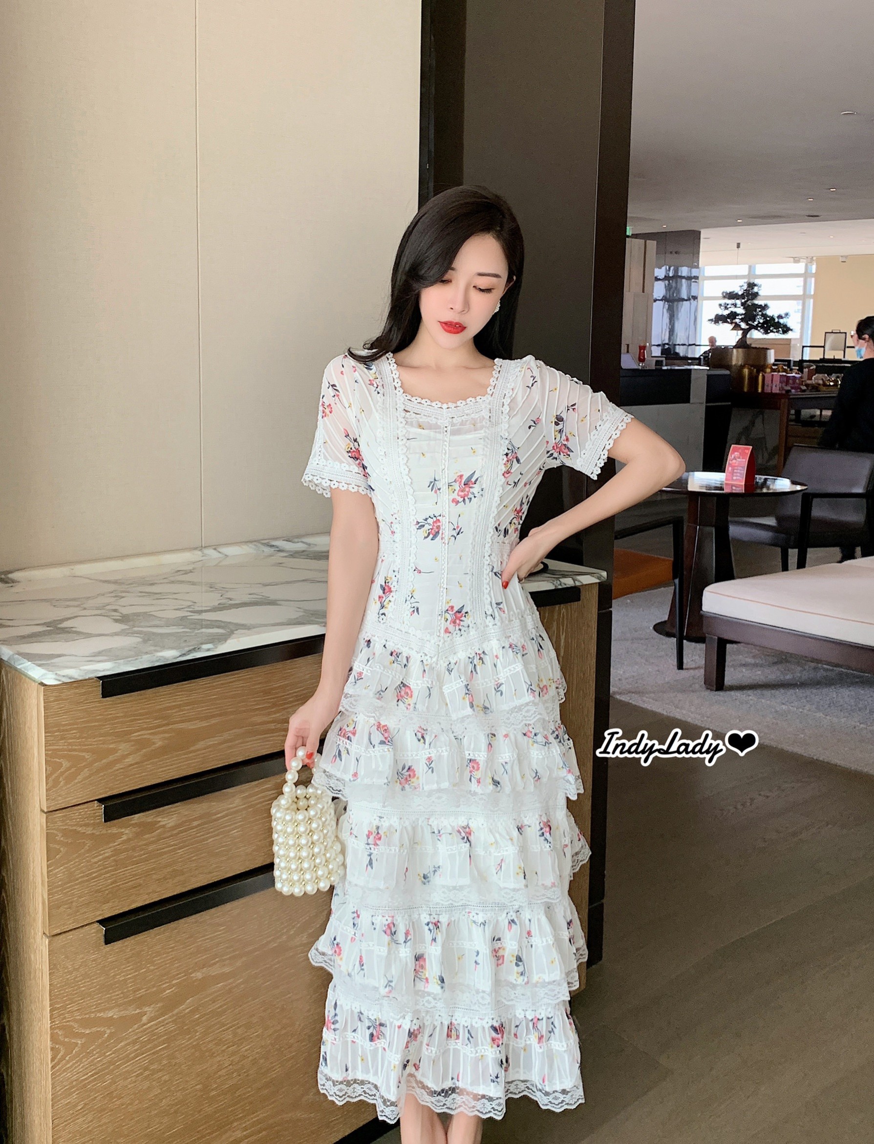 เดรสยาวแขนสั้นงานสวยสุดๆ