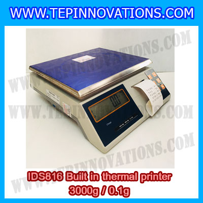 เครื่องชั่งดิจิตอล พิกัดน้ำหนัก 3kg Built-in thermal printer ยี่ห้อ SDS รุ่น IDS816 ค่าละเอียด 0.1g