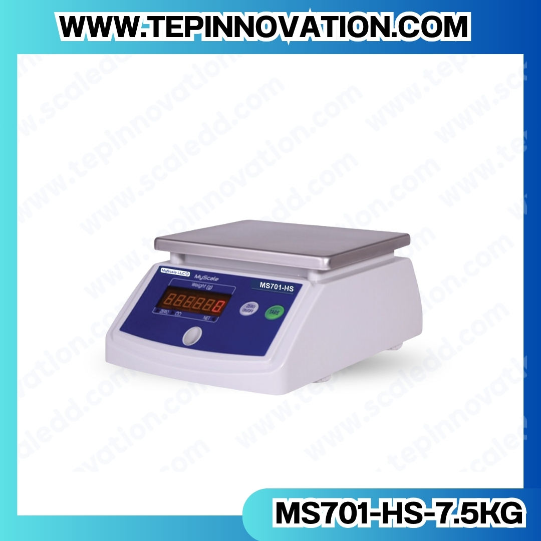 เครื่องชั่งกันน้ำ7.5kg ยี่ห้อMyscale รุ่น MS701-HS เครื่องชั่งดิจิตอลกันน้ำ7.5kg ตาชั่งกันน้ำ7.5kg พิกัดน้ำหนัก 7.5kg ความละเอียด 1g
