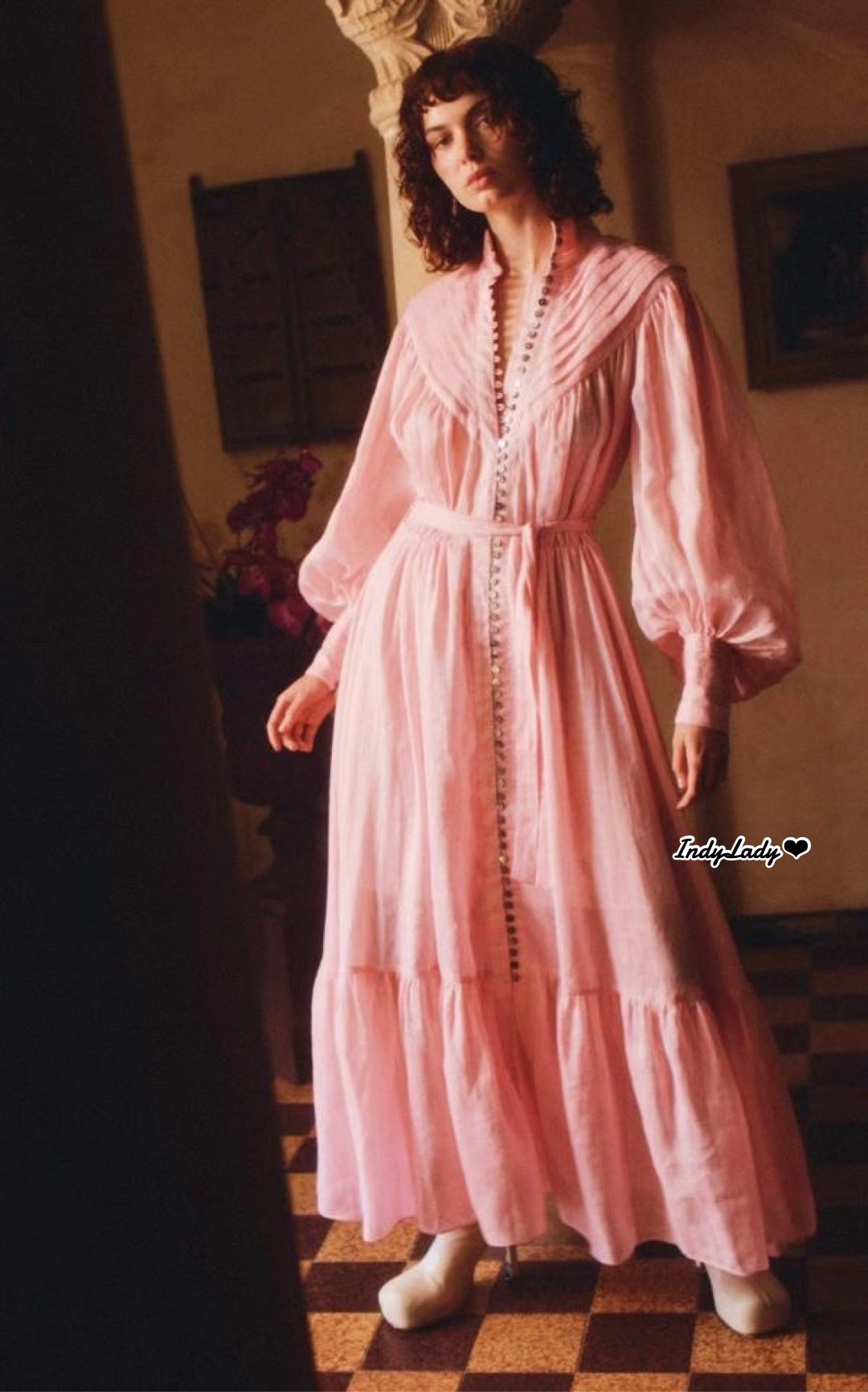 Maxi Dress แขนยาว พองสวย กระดุมหน้ายาว
