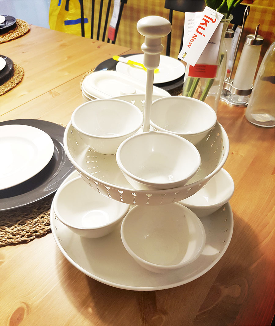 จานเสิร์ฟ 2 ชั้น, ขาว