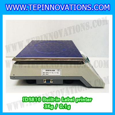 เครื่องชั่งน้ำหนักดิจิตอล พิกัดน้ำหนัก 3kg Built-in Label printer ยี่ห้อ SDS รุ่น IDS816 ค่าละเอียด 0.1g
