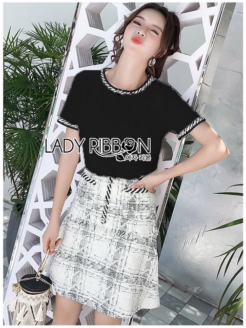 เซ็ตเสื้อยืดเรียบๆและกระโปรงใส่แล้วเหมือนสาวปารีส