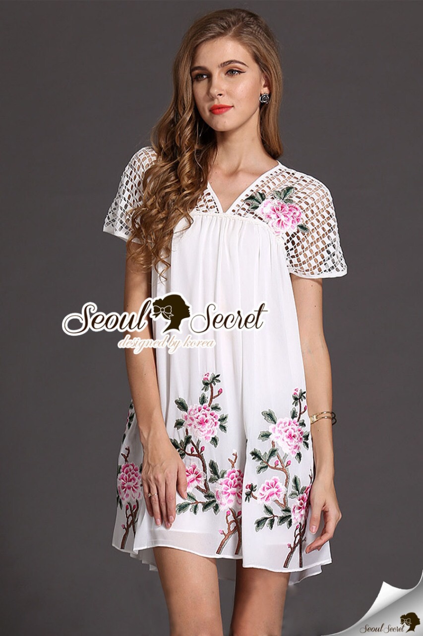 Seoul SecretSay's... Embroider Flora Zarah Dress