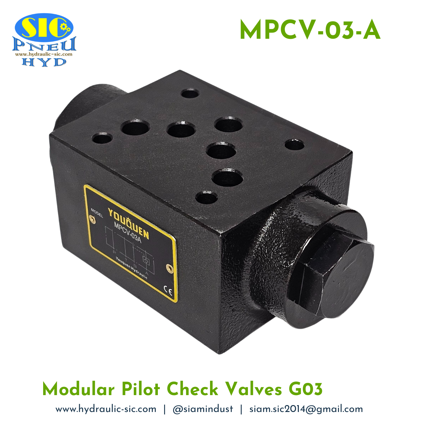 MPCV-03-A : Modular Pilot Check Valve G03 วาล์วกันตก แบบซ้อน YOUQUEN