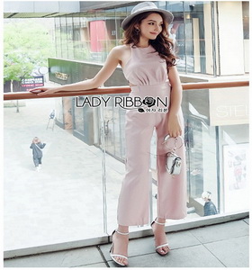 Lady Ribbon Baby Pink Crepe Jumpsuit