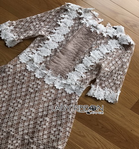 Lace with Lady Ribbon Nude Lining Mini Dress