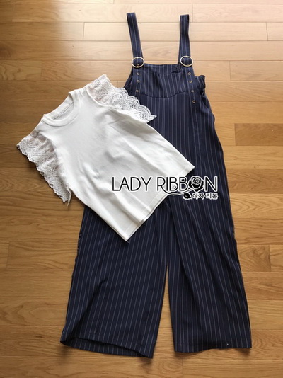 Overall Jumpsuit with Lace Knit