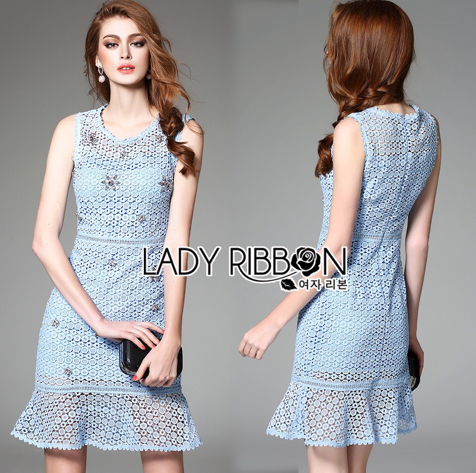 Lady Ribbon Online LR11090616 🎀 Lady Ribbon's Made 🎀 Lady Slyvie Pastel Love Guipure Lace and Chiffon Dress