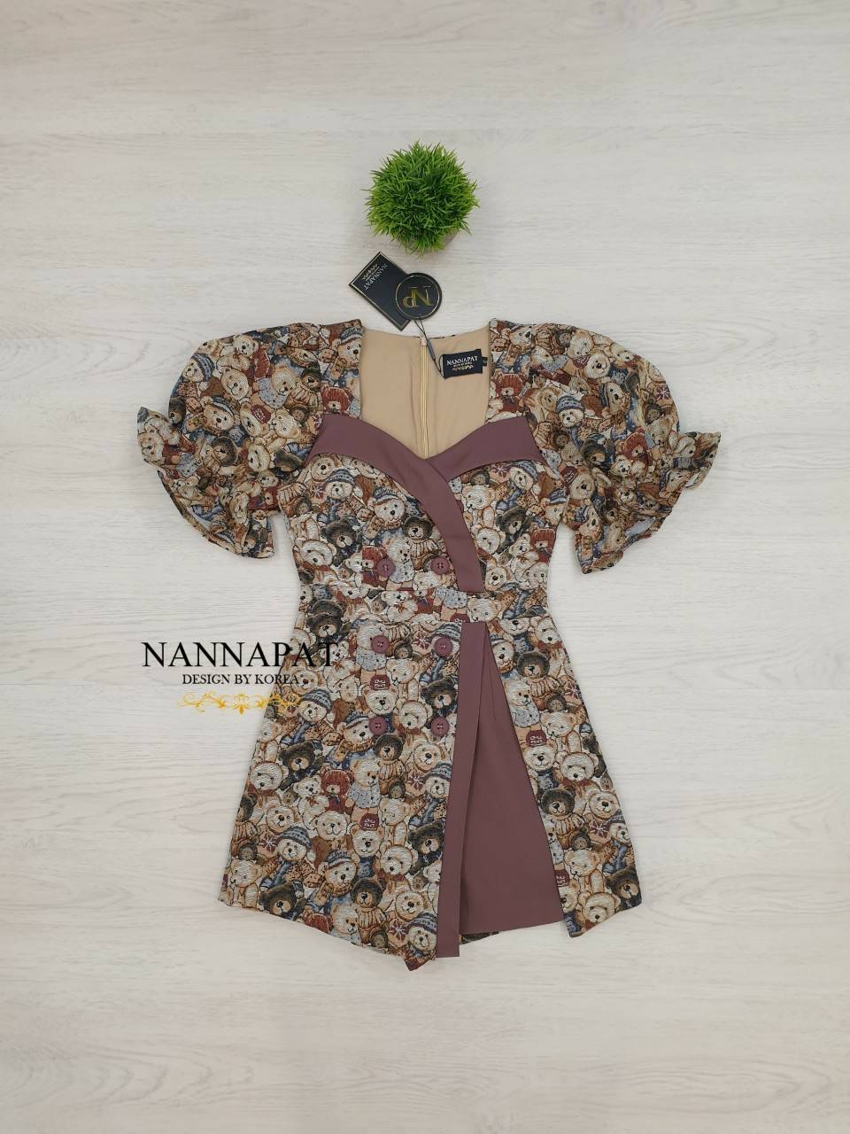 จั้มป์สูทผ้าทอลายหมี