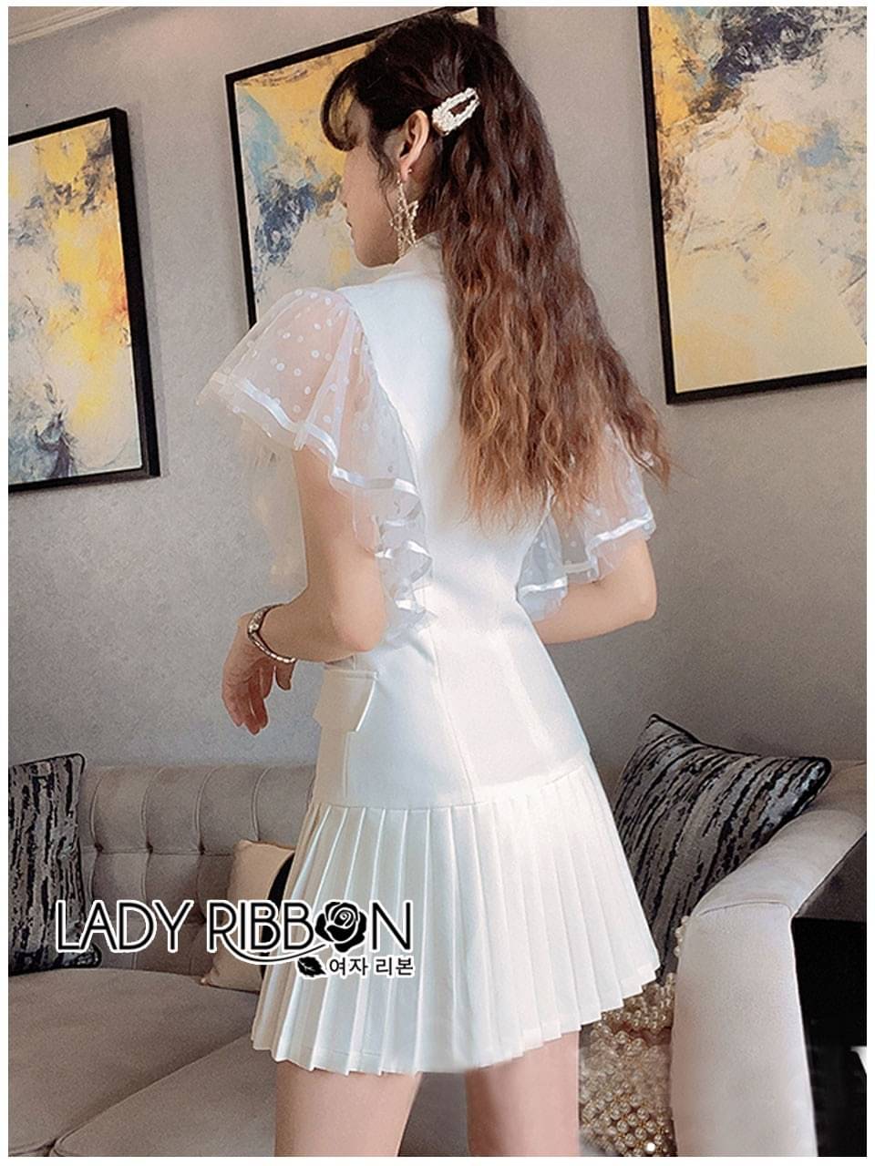 เดรสขาวผ้าโพบี่ปกคอไขว้