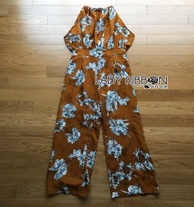 Lady Ribbon Holiday Floral Printed Jumpsuit