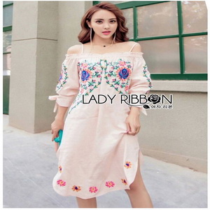 Lady Ribbon Pink Cotton ZARA Dress ขายเดรสผ้าคอตตอน