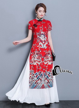 เซ็ตเสื้อ-กางเกงกี่เพ้าคอจีนตั้ง